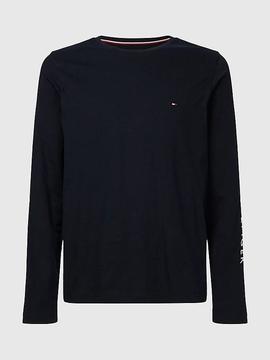 CAMISETA SLIM FIT DE MANGA LARGA CON LOGO AZUL MARINO