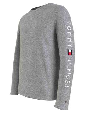 CAMISETA SLIM FIT DE MANGA LARGA CON LOGO GRIS