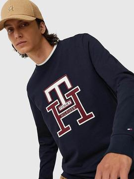 CAMISETA DE MANGA LARGA REGULAR FIT TH MONOGRAM AZUL MARINO