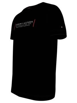 CAMISETA SLIM FIT TEXT BAR CORP NEGRA