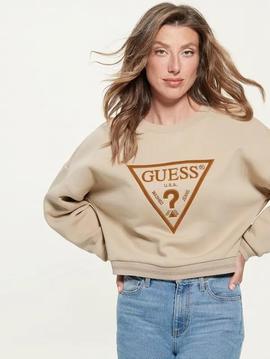 SUDADERA ROXI BEIGE CON LOGOTIPO FRONTAL