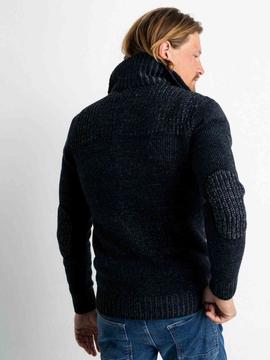 JERSEY PETROL PUNTO DE OCHOS AZUL MARINO Y GRIS