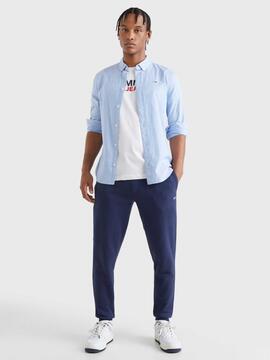 CAMISA ELÁSTICA SLIM FIT OXFORD AZUL