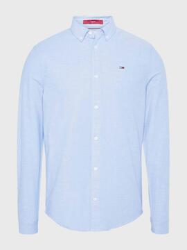 CAMISA ELÁSTICA SLIM FIT OXFORD AZUL