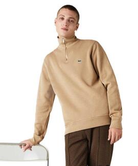 JERSEY SUDADERA LACOSTE INTERLOCK DE CUELLO ALTO BEIGE