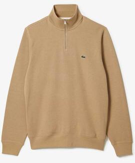 JERSEY SUDADERA LACOSTE INTERLOCK DE CUELLO ALTO BEIGE