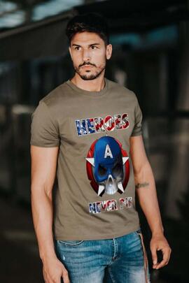 CAMISETA DE HOMBRE NEVERDIE VERDE CAQUI