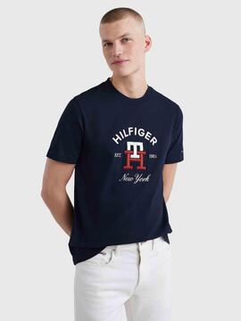 CAMISETA CURVED MONOGRAM AZUL MARINO