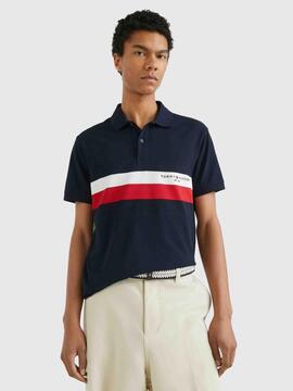 POLO CHEST COLOURBLOCK SLIM FIT AZUL MARINO