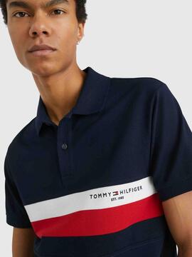 POLO CHEST COLOURBLOCK SLIM FIT AZUL MARINO