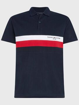 POLO CHEST COLOURBLOCK SLIM FIT AZUL MARINO