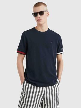 CAMISETA PIQUE FLAG SLIM FIT AZUL MARINO