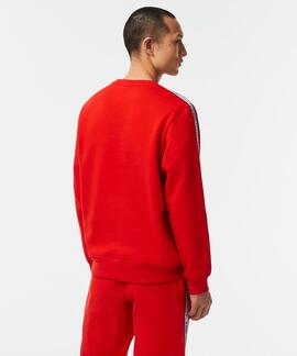 SUDADERA LACOSTE REGULAR FIT ROJA CON CINTA DEPORTIVA