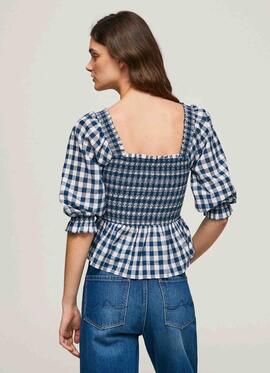 TOP BLUMA CROPPED FIT ESTAMPADO EN CUADROS AZULES