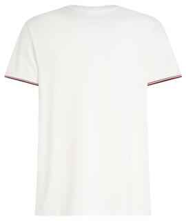 CAMISETA PIQUÉ TIPPING SLIM FIT BLANCA
