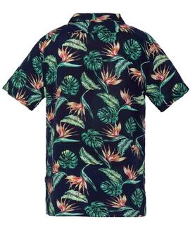 CAMISA MANGA CORTA SHRIVERA CON ESTAMPADO TROPICAL