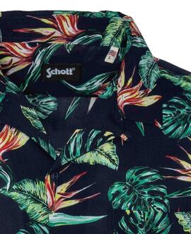 CAMISA MANGA CORTA SHRIVERA CON ESTAMPADO TROPICAL