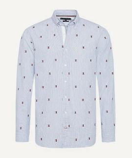 SEERSUCKER EMBROIDER REGULAR FIT BLUE QUARTZ