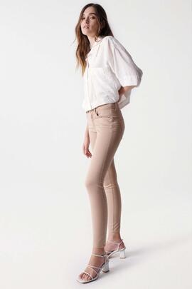 PANTALÓN VAQUERO SECRET SKINNY FIT HIGH RISE PUSH IN BEIGE