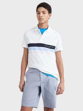 POLO CHEST COLOURBLOCK SLIM FIT BLANCO