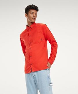 TJM SOLID TWILL SHIRT REGULAR FIT FLAME SCARLET