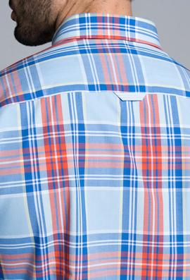 CAMISA H TARTAN CELESTE
