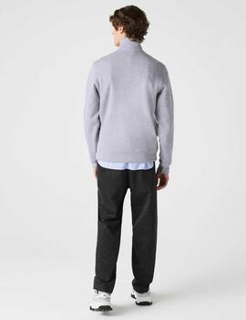 JERSEY SUDADERA LACOSTE DE CUELLO ALTO CON CREMALLERA GRIS