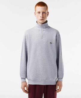 JERSEY SUDADERA LACOSTE DE CUELLO ALTO CON CREMALLERA GRIS