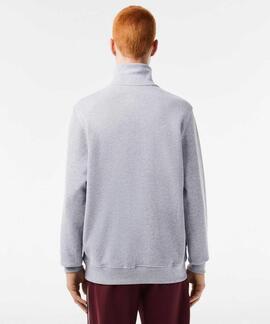 JERSEY SUDADERA LACOSTE DE CUELLO ALTO CON CREMALLERA GRIS