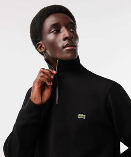 JERSEY SUDADERA LACOSTE DE CUELLO ALTO CON CREMALLERA NEGRO