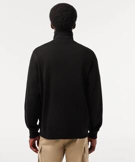 JERSEY SUDADERA LACOSTE DE CUELLO ALTO CON CREMALLERA NEGRO