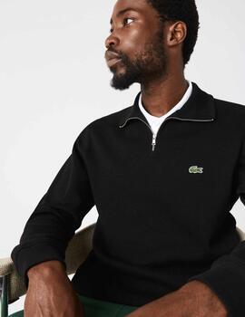 JERSEY SUDADERA LACOSTE DE CUELLO ALTO CON CREMALLERA NEGRO