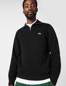 JERSEY SUDADERA LACOSTE DE CUELLO ALTO CON CREMALLERA NEGRO