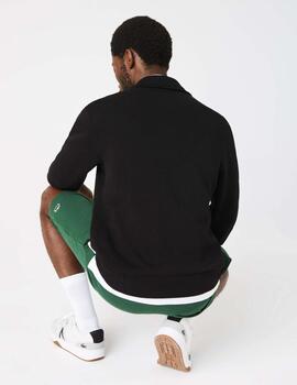 JERSEY SUDADERA LACOSTE DE CUELLO ALTO CON CREMALLERA NEGRO