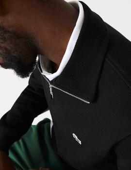 JERSEY SUDADERA LACOSTE DE CUELLO ALTO CON CREMALLERA NEGRO
