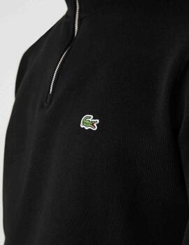 JERSEY SUDADERA LACOSTE DE CUELLO ALTO CON CREMALLERA NEGRO