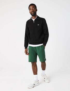 JERSEY SUDADERA LACOSTE DE CUELLO ALTO CON CREMALLERA NEGRO