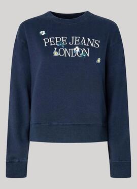 SUDADERA VELLA AZUL MARINO CON LOGO BORDADO