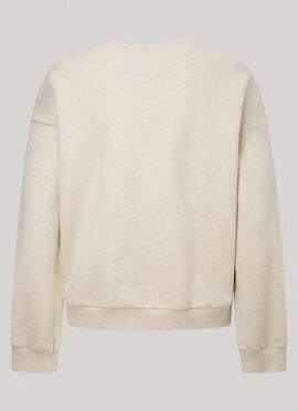 SUDADERA CARA RELAXED FIT BEIGE CON LOGO BORDADO
