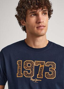 CAMISETA WYATT AZUL MARINO CON LOGO 1973 ESTAMPADO