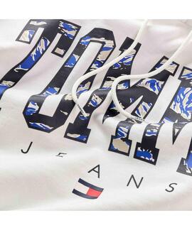 SUDADERA CON CAPUCHA CAMO REGULAR FIT BLANCA