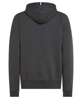 SUDADERA CON CAPUCHA Y MONOGRAMA BORDADO GRIS OSCURA