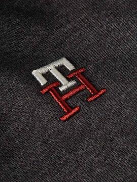 SUDADERA CON CAPUCHA Y MONOGRAMA BORDADO GRIS OSCURA
