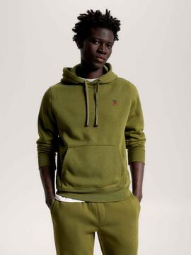 SUDADERA CON CAPUCHA Y MONOGRAMA BORDADO VERDE CAQUI