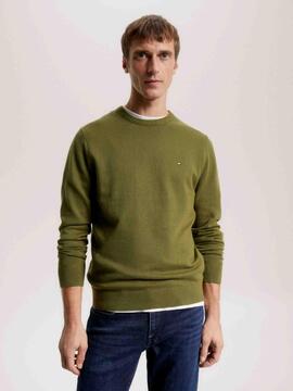 JERSEY CUELLO REDONDO PIMA COTTON CASHMERE VERDE CAQUI