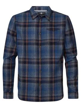 CAMISA REGULAR FIT CUADROS AZUL Y GRIS