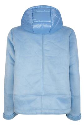 CHAQUETA ACOLCHADA MIXTA DOBLE FAZ Y NAILON CELESTE