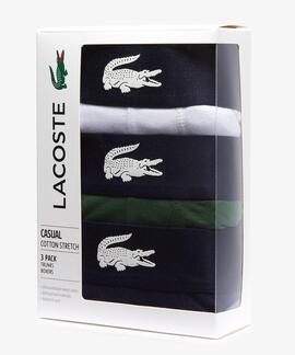 BOXERS 3 PACK TRUNK COTTON STRETCH BLANCO, VERDE Y MARINO