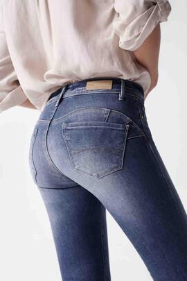 PANTALÓN VAQUERO WONDER CROPPED SKINNY DENIM AZUL