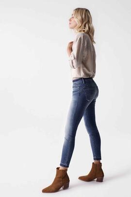 PANTALÓN VAQUERO WONDER CROPPED SKINNY DENIM AZUL